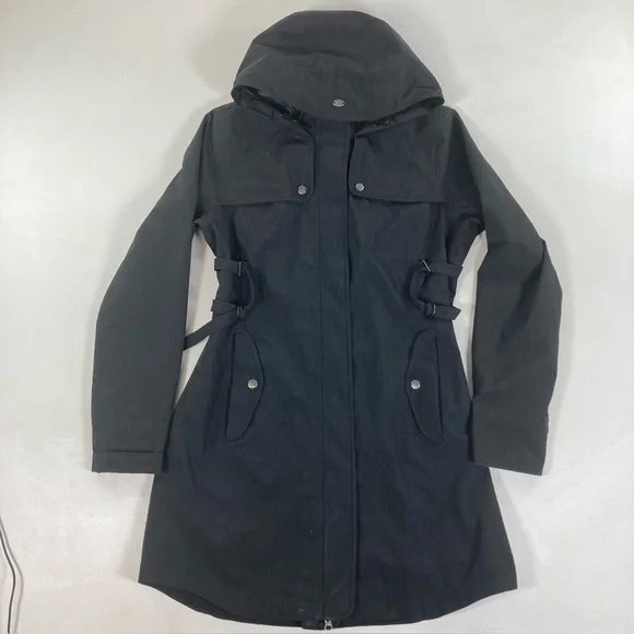 ATHLETA Midtown Rain Trench Coat Hooded | Dark Gray | Women’s Size M Waterproof - Picture 1 of 16